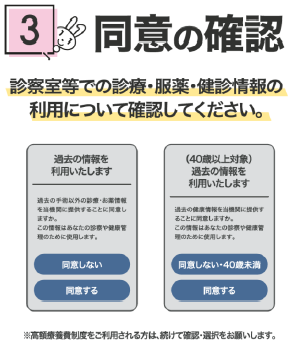 マイナンバーカードを使った医療機関等での受付手順3の説明イラスト