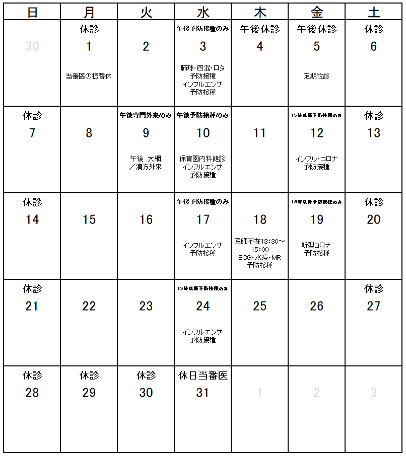 2025.12月診療予定