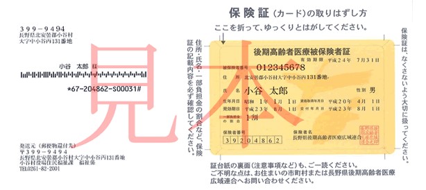 保険証の見本の画像