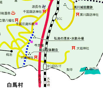 牛方宿とその周辺の地図