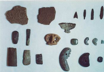 20点の土器片や石器の写真