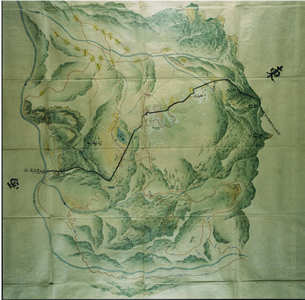 信越国境争論幕府裁許の墨引絵図の写真