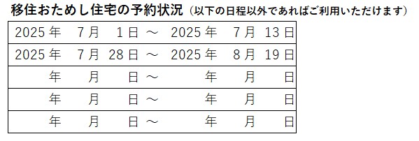 予約状況　2025年6月30日時点